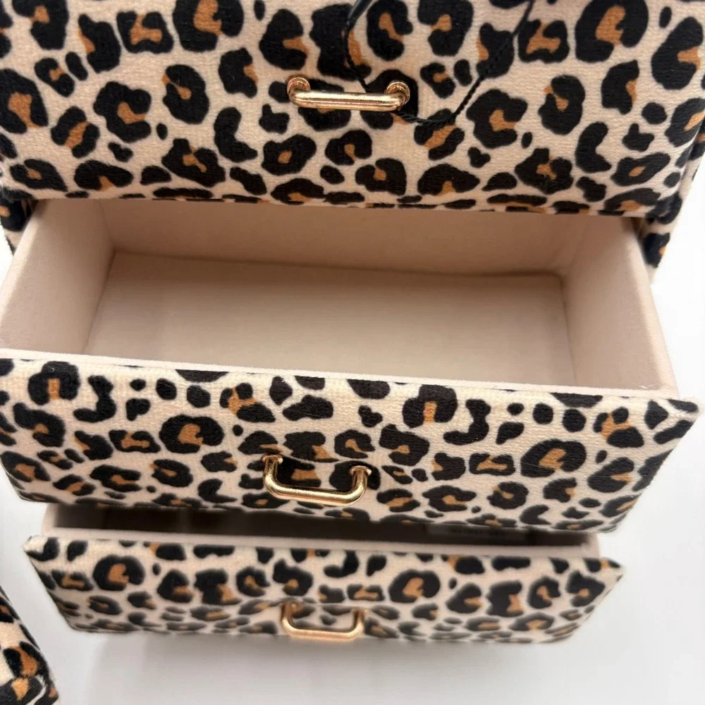 Willow & Riley Leopard Print Miniature Bed and Dresser Jewelry Box Set 2pc NEW